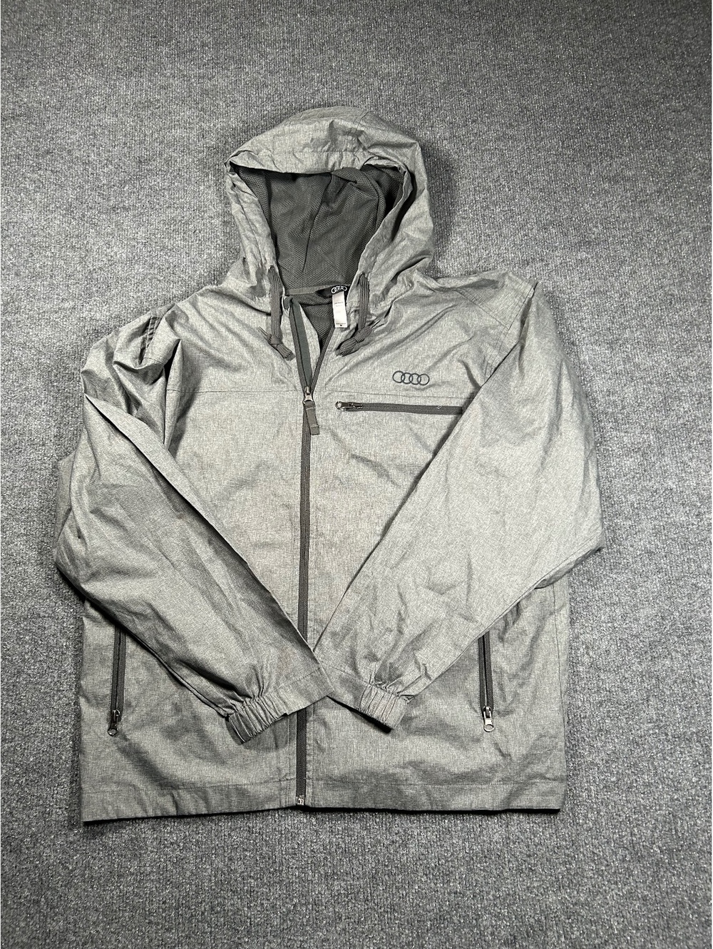 Audi Men's Gray Hooded Windbreaker Jacket Size M